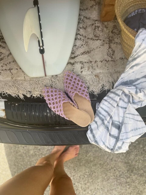 The French Rosette Mules Lilac Suede