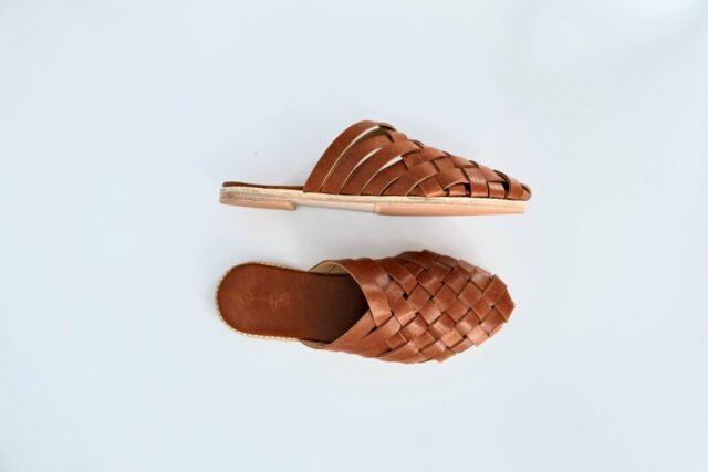 The Woven Mule Tan Leather - Woven Palm