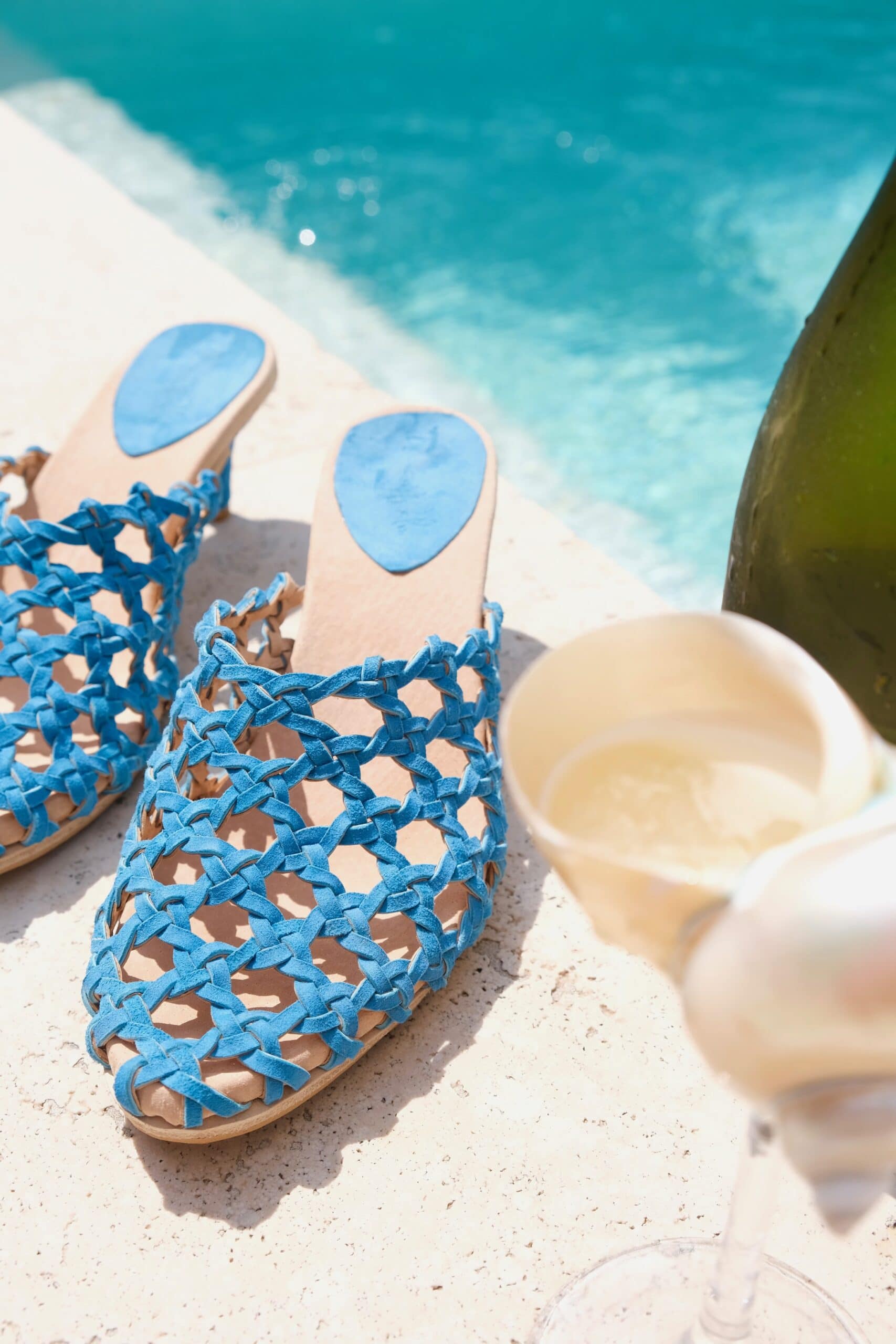 The Rosette Kitten Heel Ocean Blue Suede - Image 5