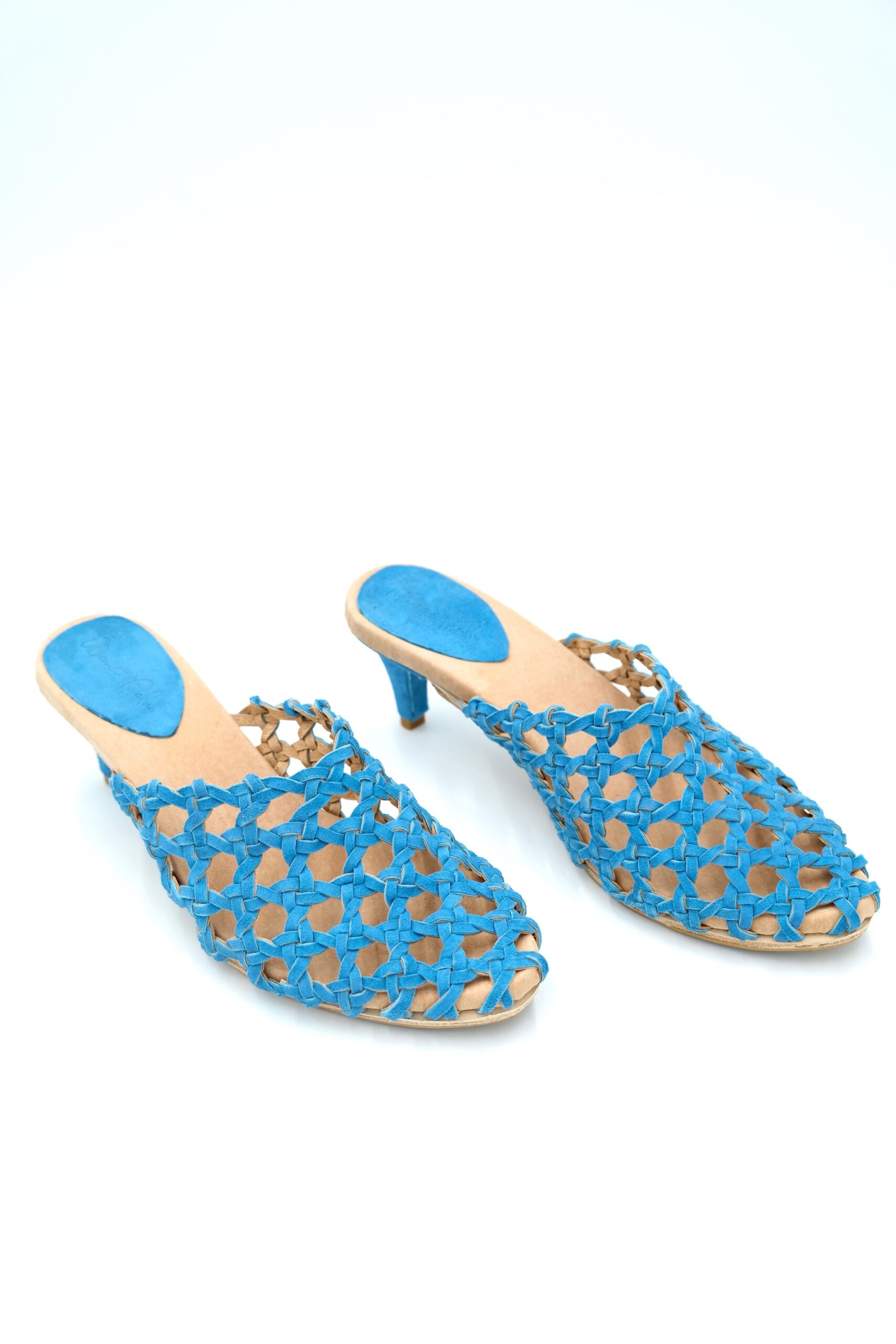 The Rosette Kitten Heel Ocean Blue Suede - Image 3