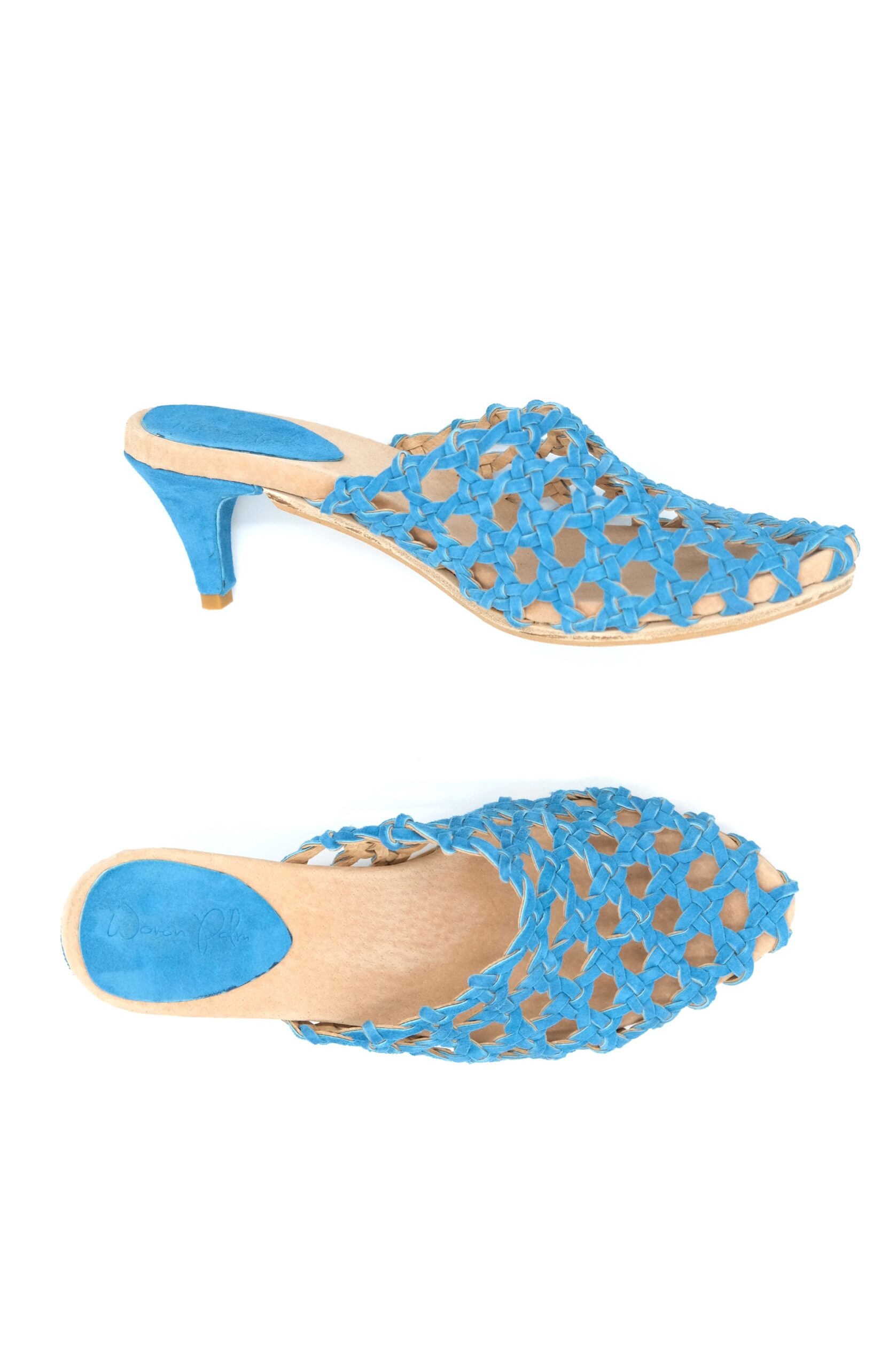 The Rosette Kitten Heel Ocean Blue Suede - Image 7