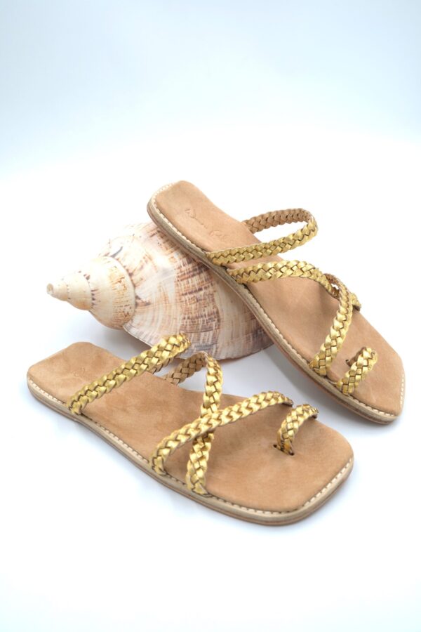 The Holiday Slide Gold Sheepskin Leather - Image 3