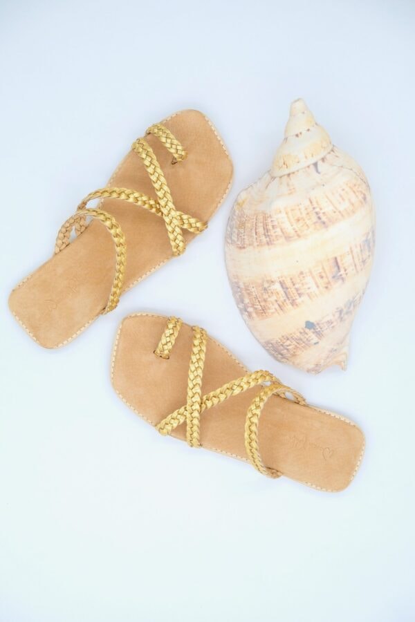 The Holiday Slide Gold Sheepskin Leather - Image 5
