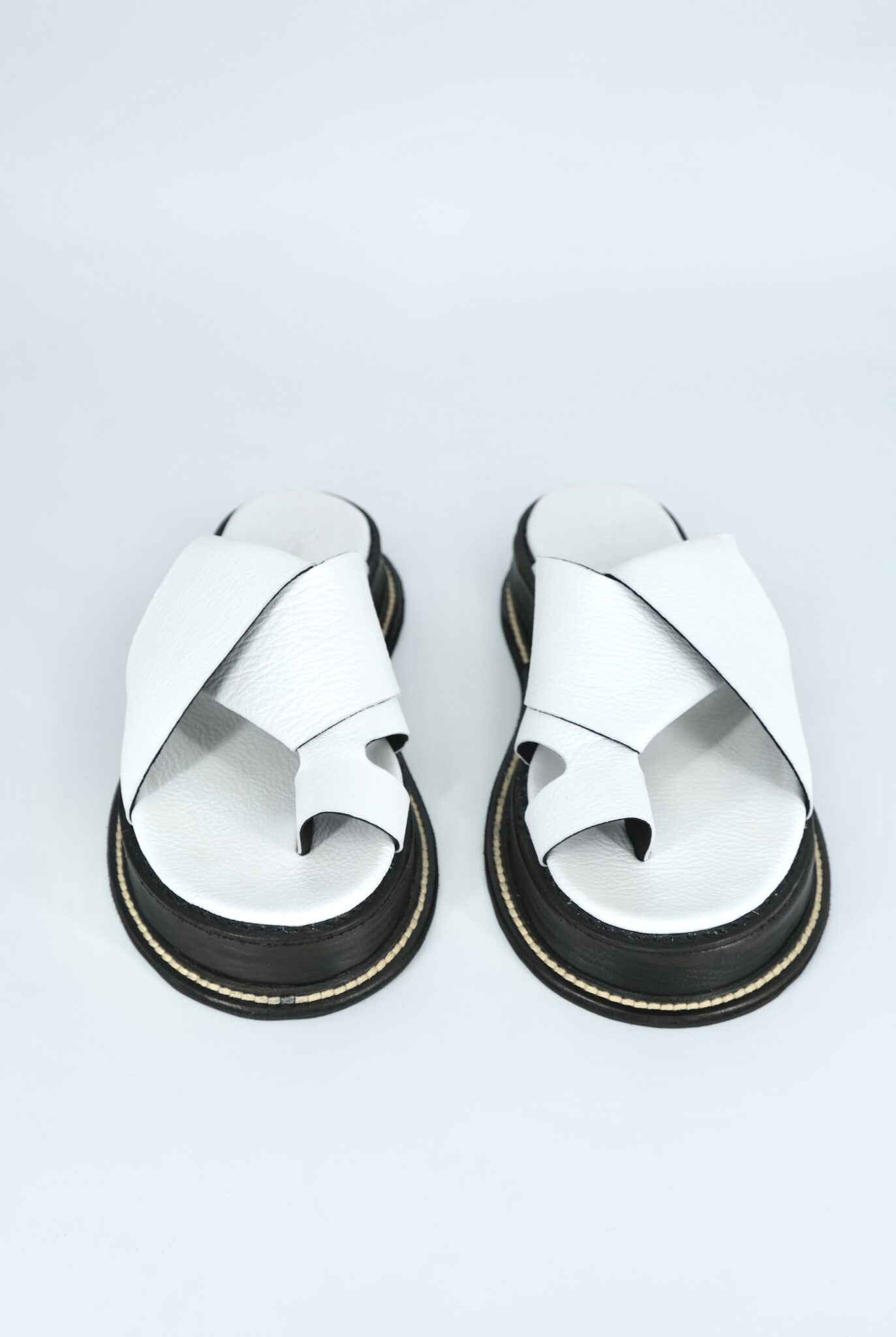 The Ethereal Platforms Black and White Leather by Woven Palm