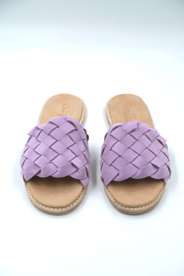 The Coronado Lilac Sheepskin Suede - Woven Palm