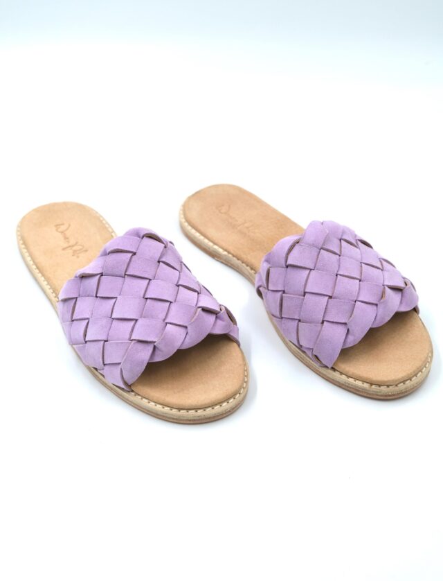 The Coronado Lilac Sheepskin Suede - Woven Palm