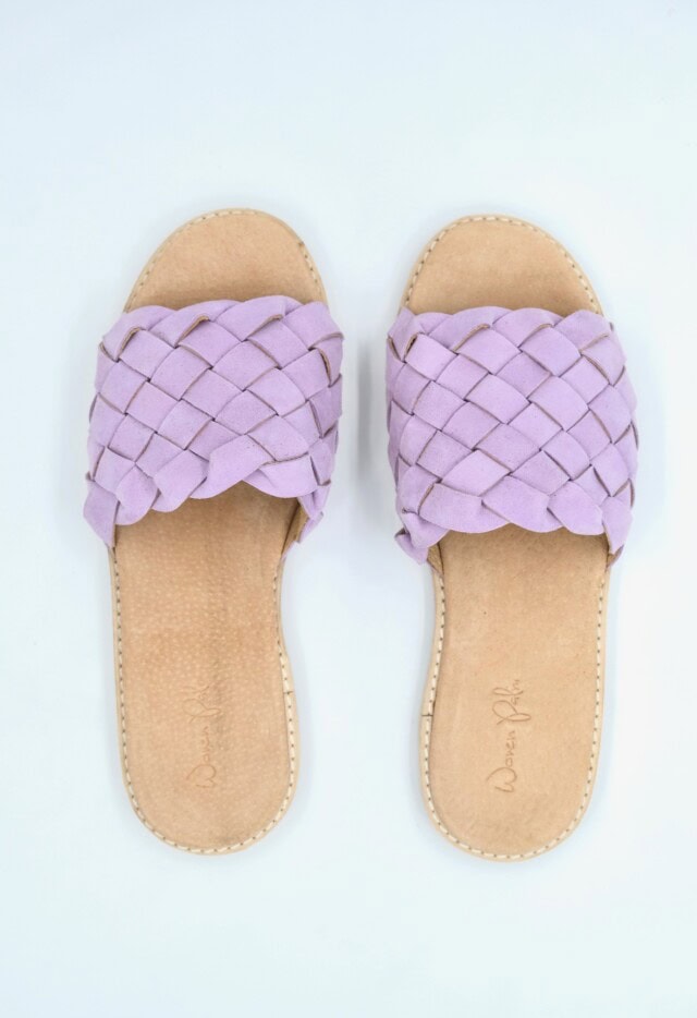 The Coronado Lilac Sheepskin Suede - Woven Palm