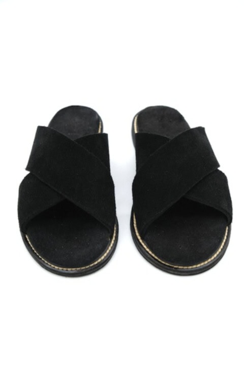 The Sorrento Black Suede White Stitching