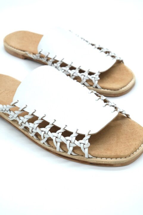 The Maison Slide White Sheepskin Leather