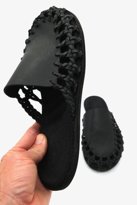 The Maison Mule Black Sheepskin Leather