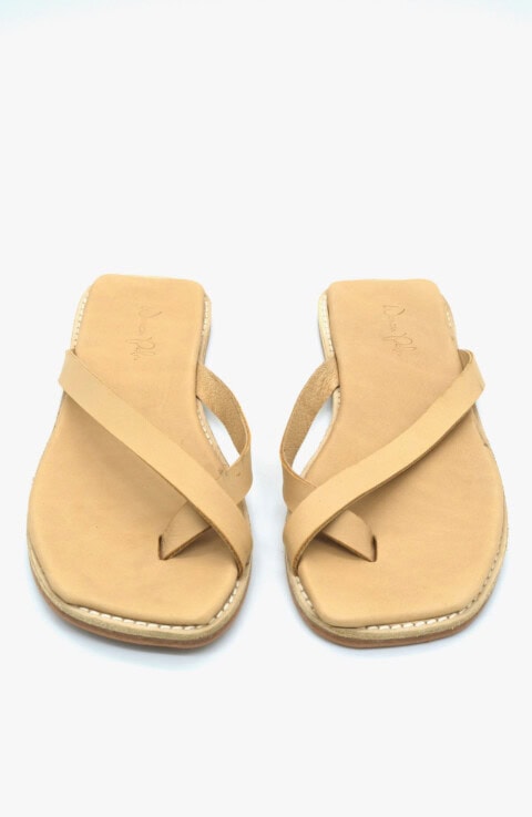 The Zori Slide Nude Calf Leather