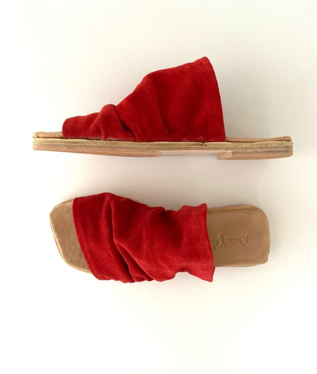 The Camille Red Suede - Woven Palm