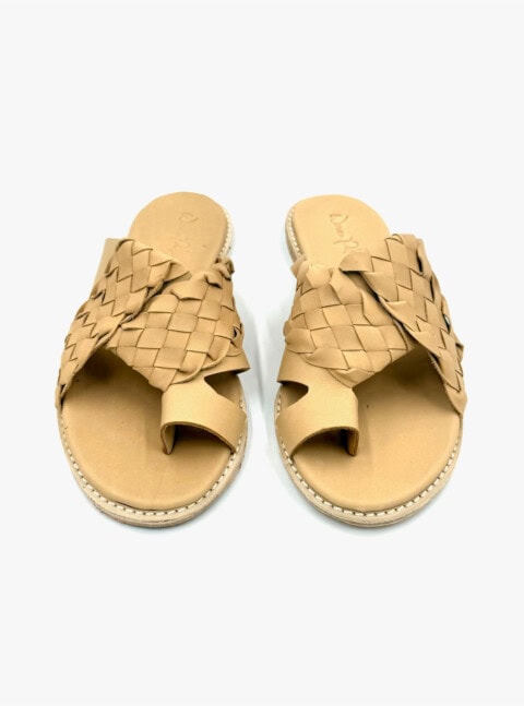 The Woven Ethereal Slides Nude Calf Leather