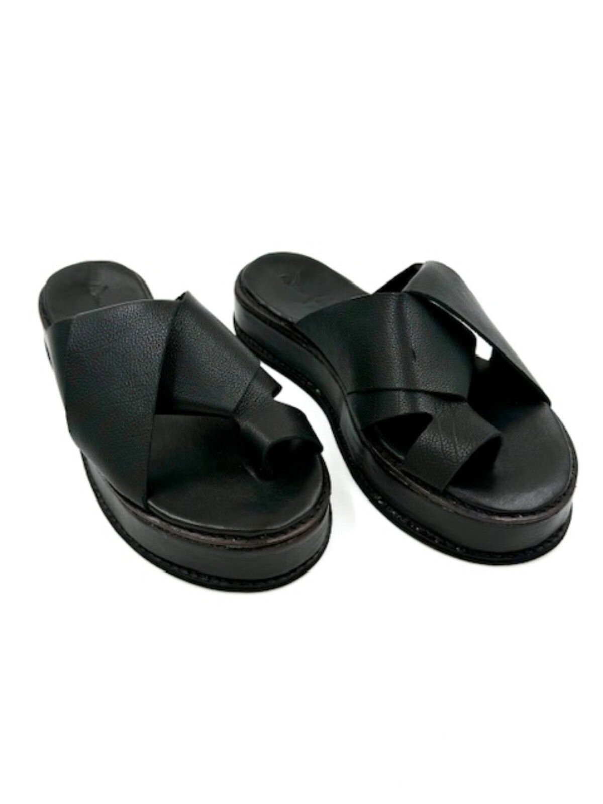 The Ethereal Platforms Black Leather by Woven Palm
