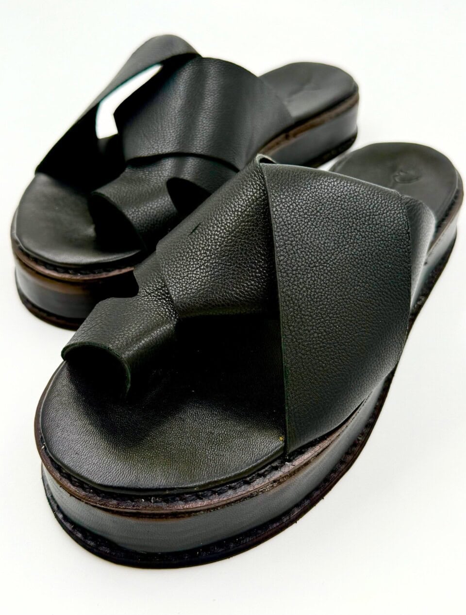 The Ethereal Platforms Black Leather by Woven Palm