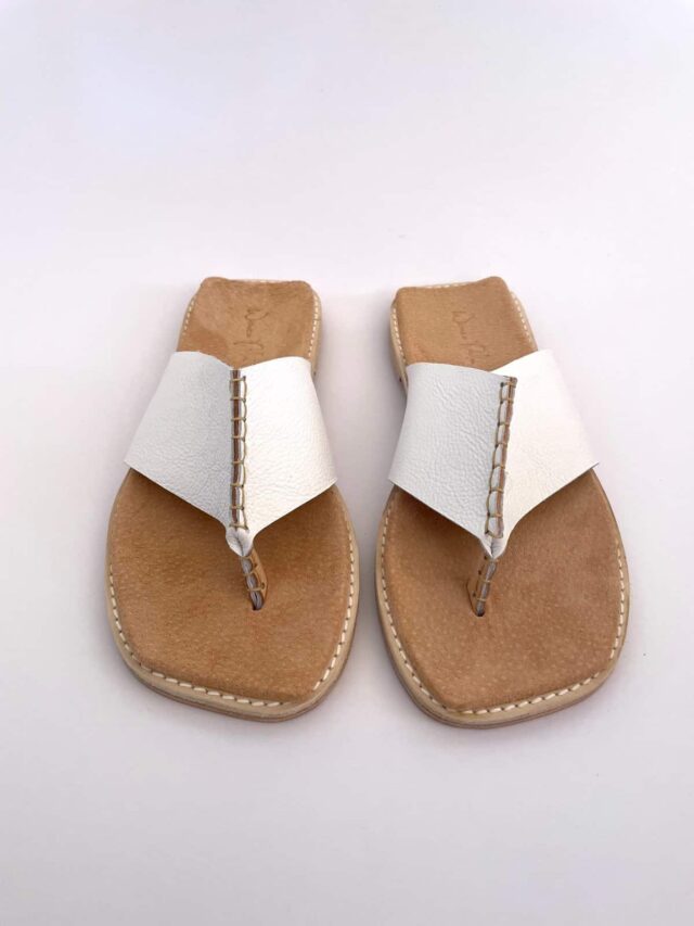 The Natsu White Leather - Woven Palm