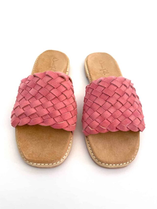 The Coronado Pink Sheepskin Suede - Woven Palm