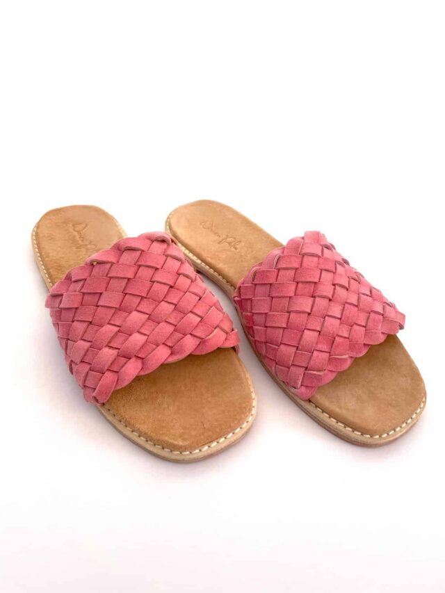 The Coronado Pink Sheepskin Suede - Woven Palm