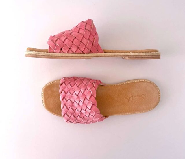 The Coronado Pink Sheepskin Suede - Woven Palm