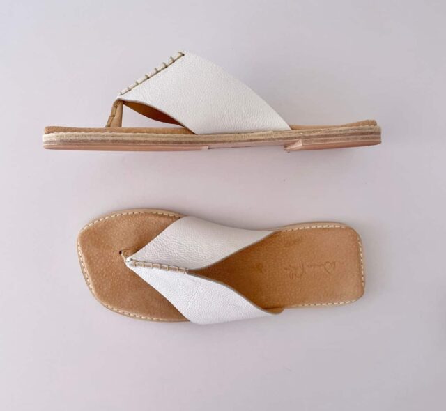 The Natsu White Leather - Woven Palm