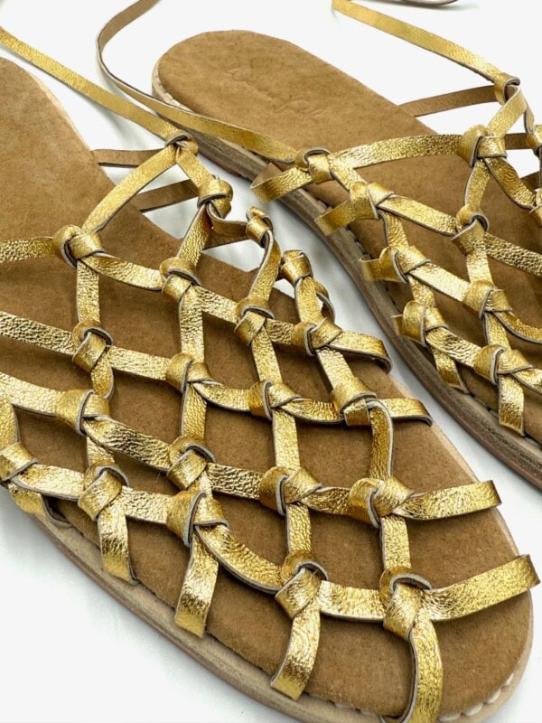 The Fisherman's Wife Sandal Gold Sheepskin Leather