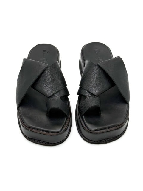 The Ethereal Platforms Black Leather Square Toe
