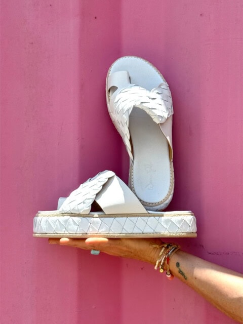 The Woven Ethereal Platforms White Sheepskin Leather