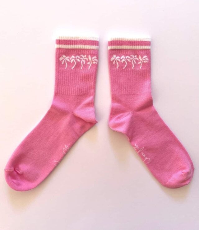 Dancing Palm Pink Socks - Woven Palm