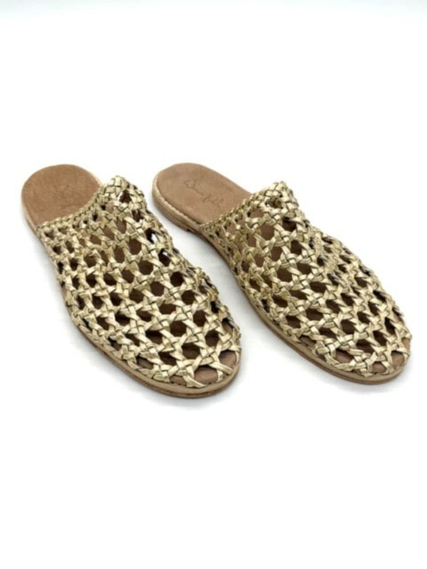 The Rosette Mules Gold Sheepskin