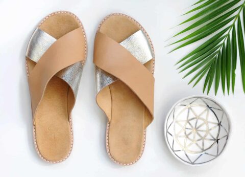 The Sorrento Nude & Silver Leather