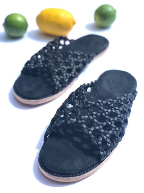 The French Rosettes Black Leather