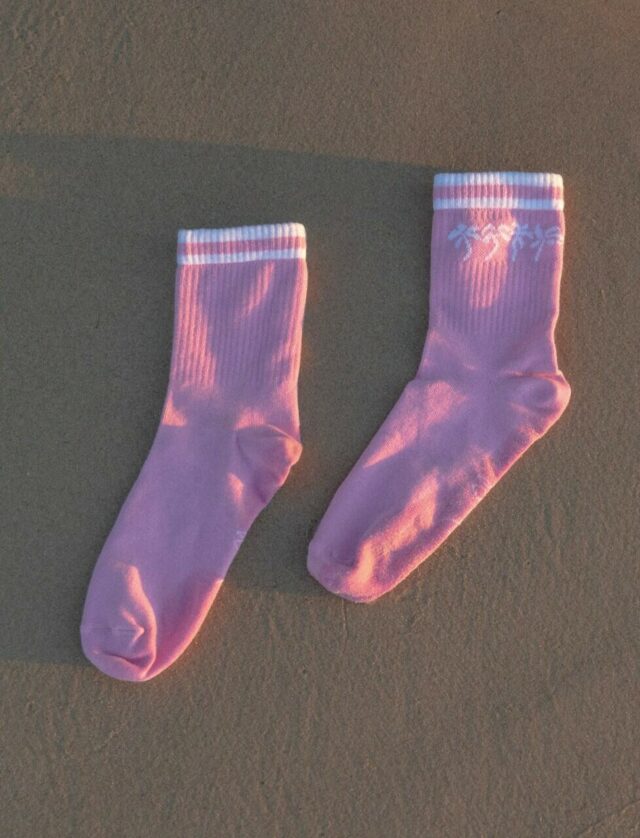 Dancing Palm Pink Socks - Woven Palm