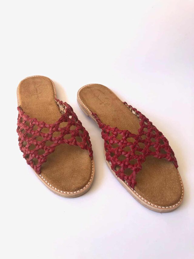 woven-palm-the-french-rosettes-red-leather-slides