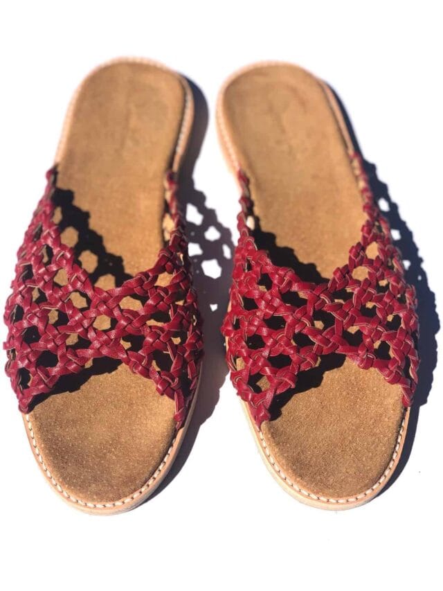 woven-palm-the-french-rosettes-red-leather-slides