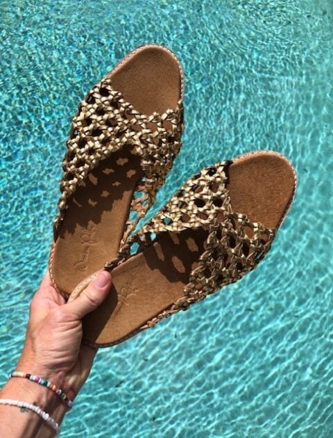 The French Rosettes Gold Sheepskin Leather