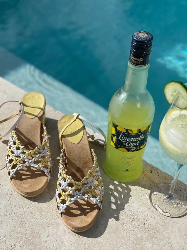 The French Rosette Mid-Heels Limoncello & White Sheepskin - Woven Palm