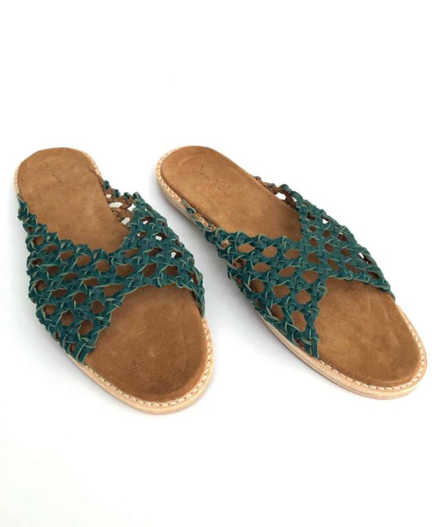 woven-palm-the-french-rosettes-teal-leather